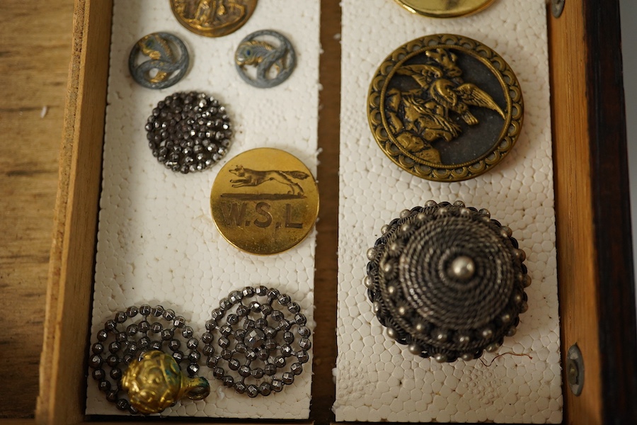 Twenty two assorted late 19th/early 20th century buttons and studs, largest 31mm;, Condition - cut steel buttons tarnished, others fair to good